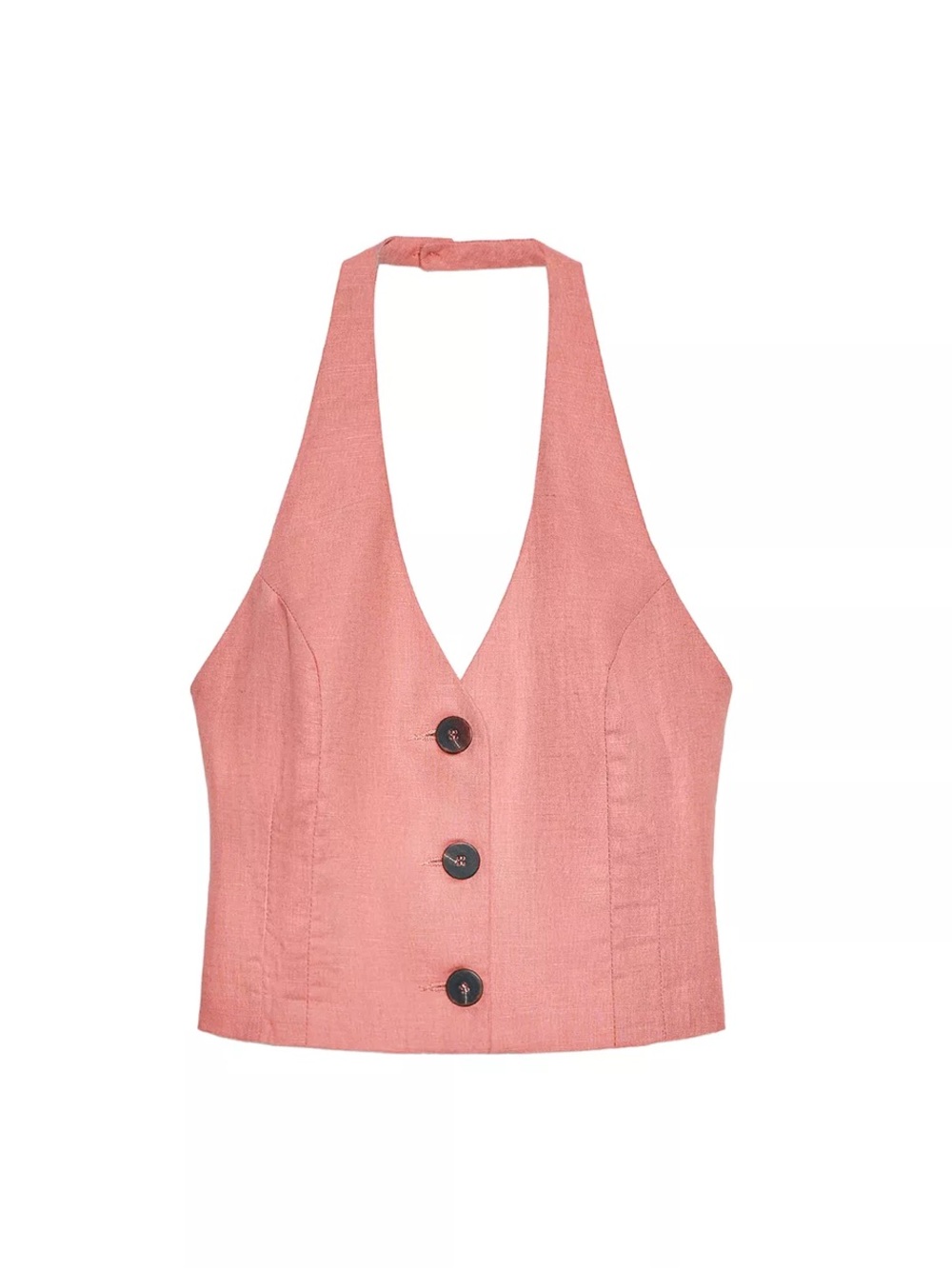 Zara Pink Linen Halter Top